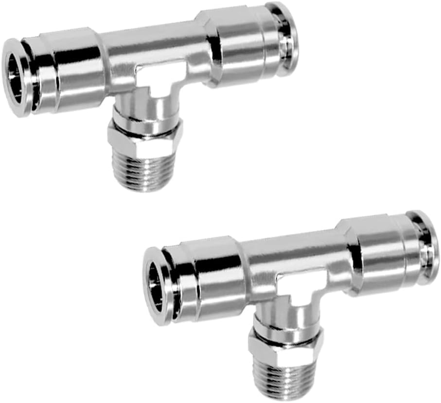 Push to Connect Tube Fitting Union Tee, Copper Nickle-Plated 1/4