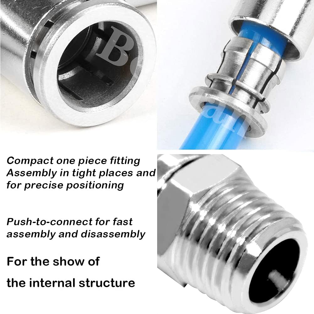 Push to Connect Tube Fitting Union Tee, Copper Nickle-Plated 1/4