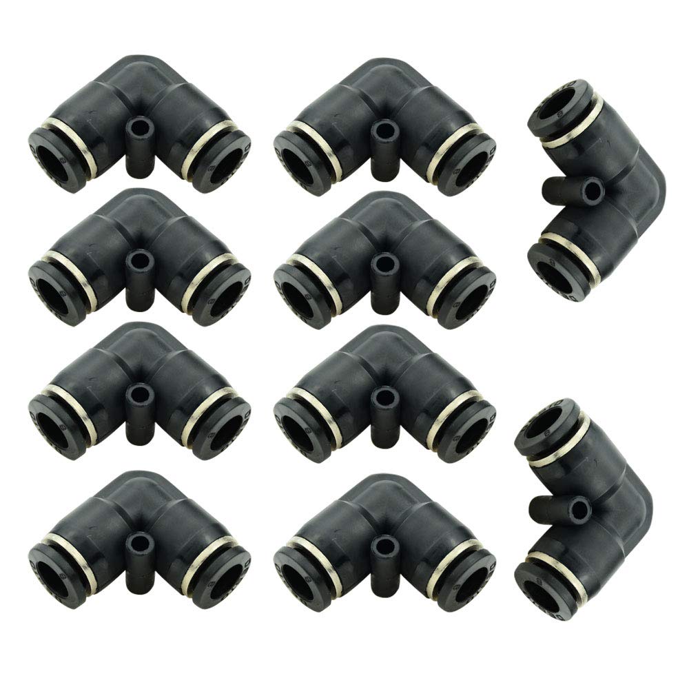 Push to Connect Fitting Elbow, 8mm x 8mm Tube OD Pneumatic 90° Degree Adapter Push in Fitting for Air Compressor （Pack of 10） - Image 1