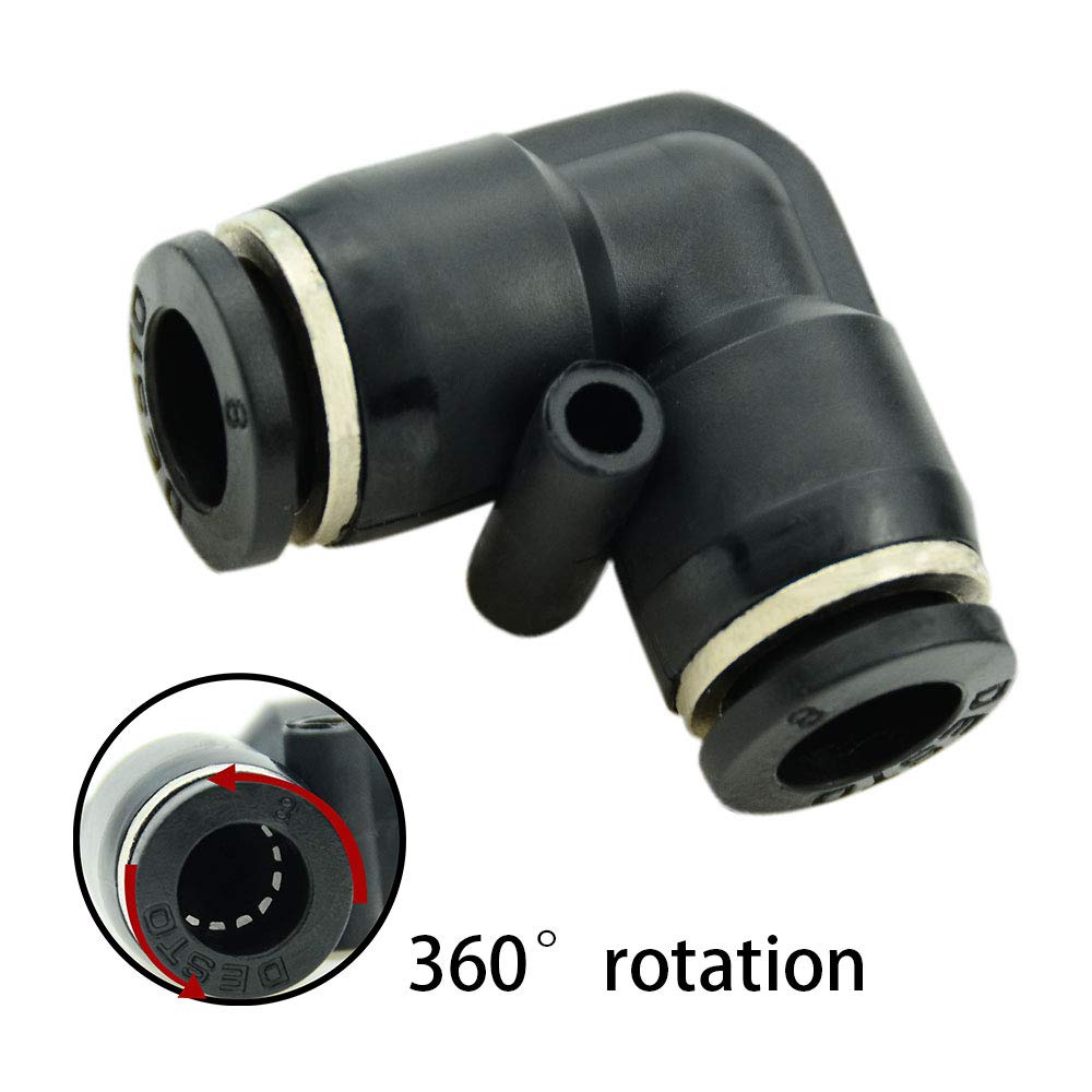 Push to Connect Fitting Elbow, 8mm x 8mm Tube OD Pneumatic 90° Degree Adapter Push in Fitting for Air Compressor （Pack of 10） - Image 5