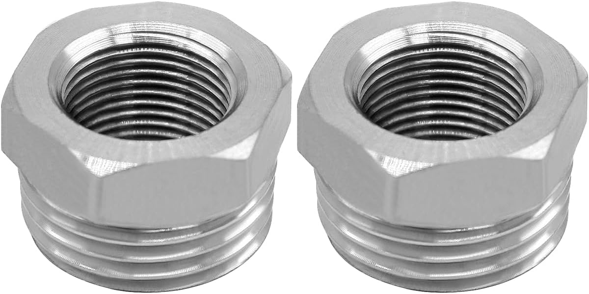Stainless Water Line Adapter 3/8 Female to 1/2 NPT Male Reducer - Compression Fitting for Kitchen Bathroom Faucet Supply Hose, Stop Valve, Pipe Connector (Pack of 2) - Image 1