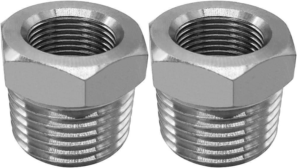 Stainless Water Line Adapter 3/8 Female to 1/2 NPT Male Reducer - Compression Fitting for Kitchen Bathroom Faucet Supply Hose, Stop Valve, Pipe Connector (Pack of 2) - Image 2