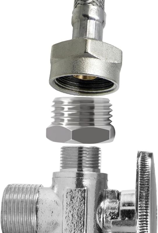 Stainless Water Line Adapter 3/8 Female to 1/2 NPT Male Reducer - Compression Fitting for Kitchen Bathroom Faucet Supply Hose, Stop Valve, Pipe Connector (Pack of 2) - Image 3