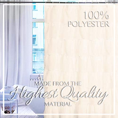 Gypsy Ruffled Shower Curtain, 100% Polyester Fabric Bathroom Drapes – Housewarming Gift - 70 Inch Wide by 72 Inch Long, Cream - Image 3
