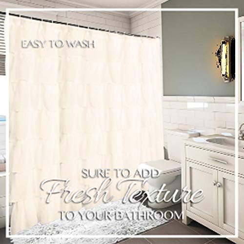 Gypsy Ruffled Shower Curtain, 100% Polyester Fabric Bathroom Drapes – Housewarming Gift - 70 Inch Wide by 72 Inch Long, Cream - Image 6