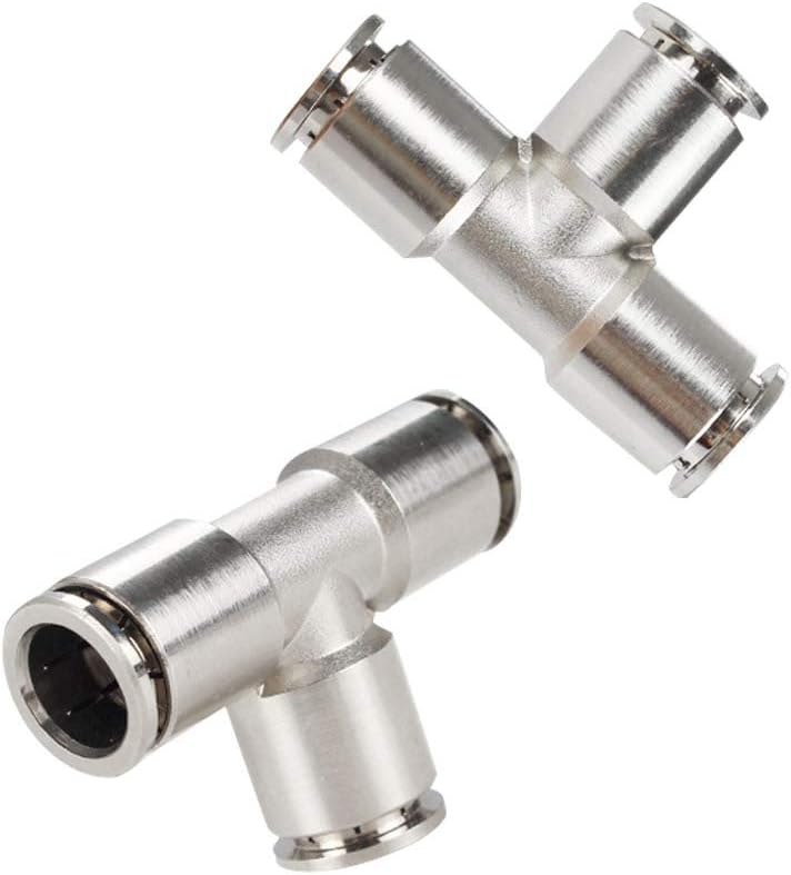 Push to Connect Tube Fitting Union Tee, Copper Nickle-Plated 1/4