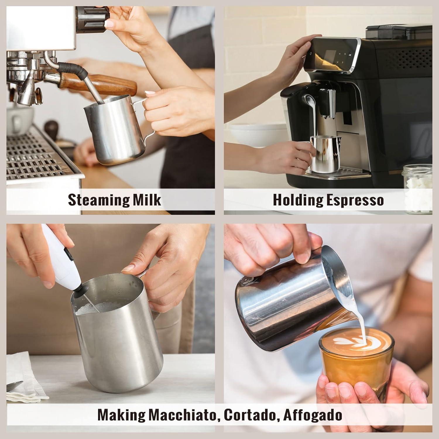 Milk Frothing Pitcher, 6.8oz/200ml Stainless Steel Milk Frother Cup, Small Steaming Pitcher for Espresso Machine, Latte Art Pour Cup - Image 4