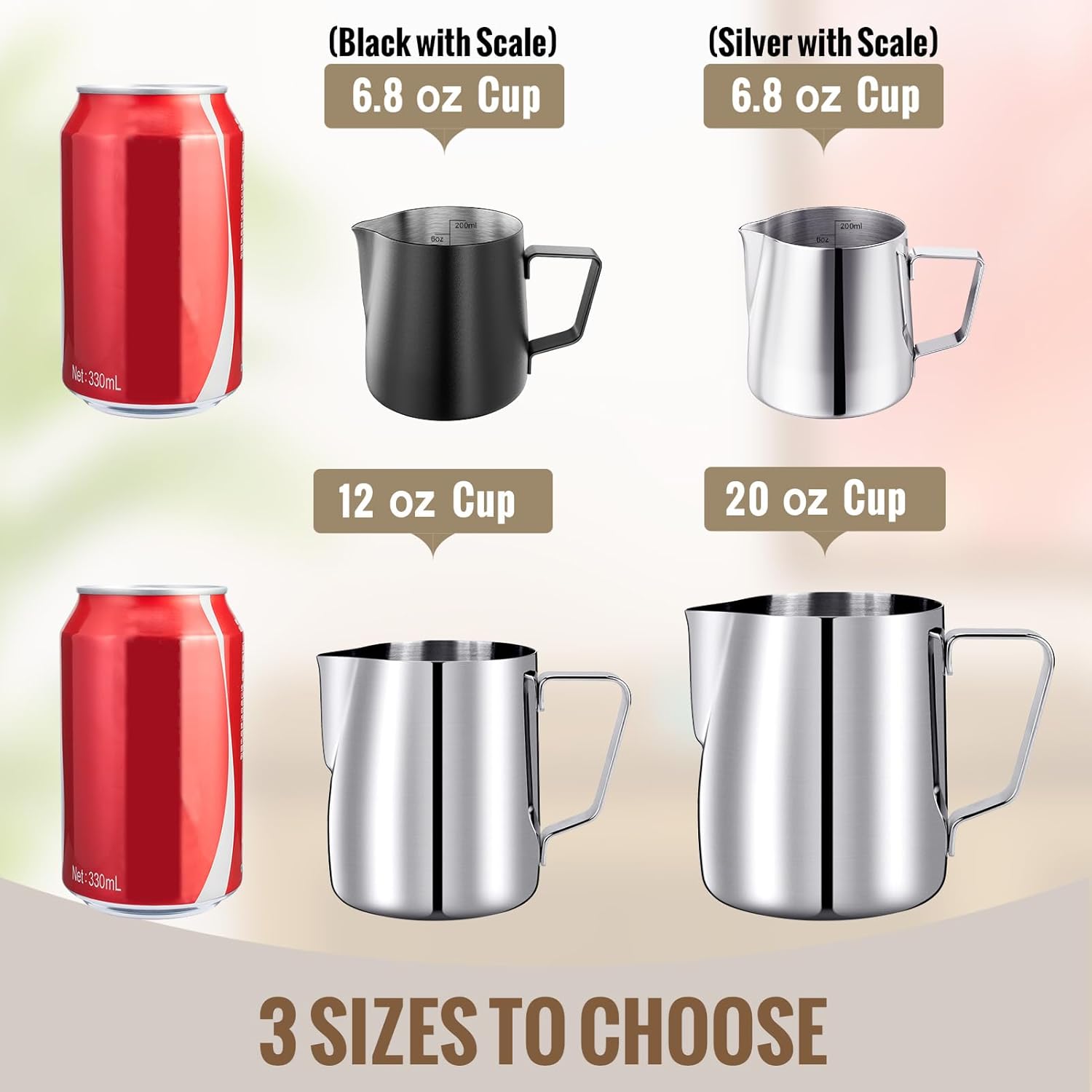 Milk Frothing Pitcher, 6.8oz/200ml Stainless Steel Milk Frother Cup, Small Steaming Pitcher for Espresso Machine, Latte Art Pour Cup - Image 5