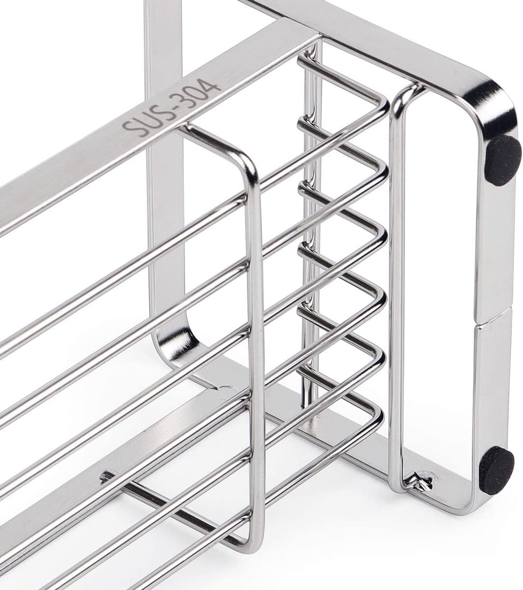Kitchen Sink Sponge Holder, 304 Stainless Steel Kitchen Soap Dispenser Caddy Organizer, Countertop Soap Dish Rack Drainer with Removable Drain Tray, not Including Dispenser and Brush - Image 6