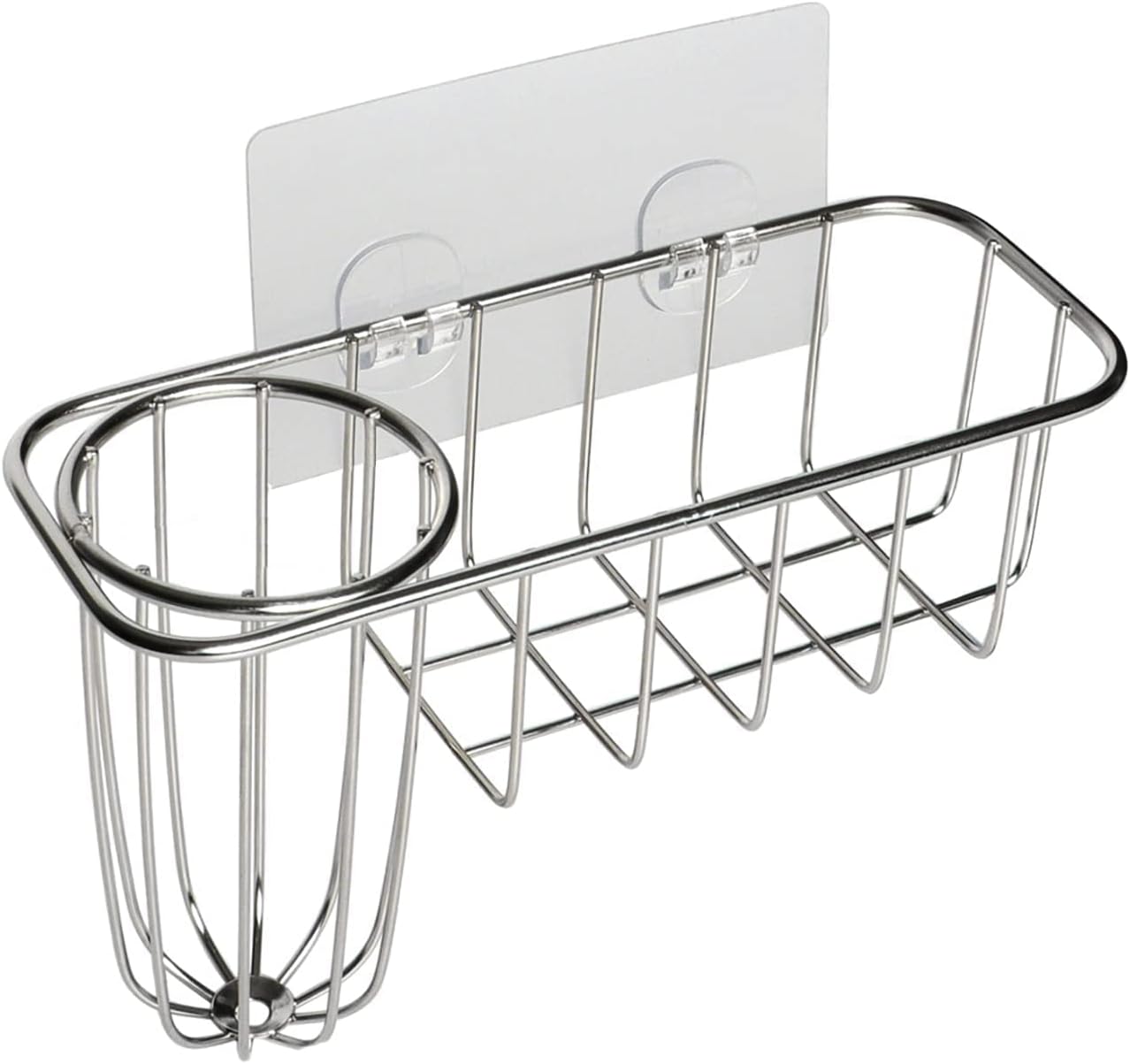 3-in-1 Sponge Holder for Kitchen Sink with Dish Brush Holder, Stainless Steel Caddy for Soap, Scrubber, No Drill and Rustproof, Silver - Image 8