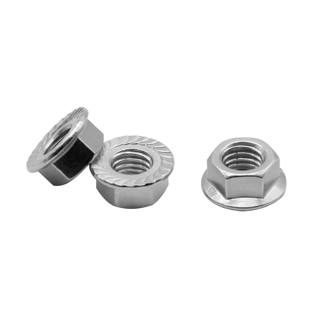 M5*0.8 Serrated Flange Hex Lock Nuts 304 Stainless Steel 18-8 Bright Finish (100PCS) - Image 5