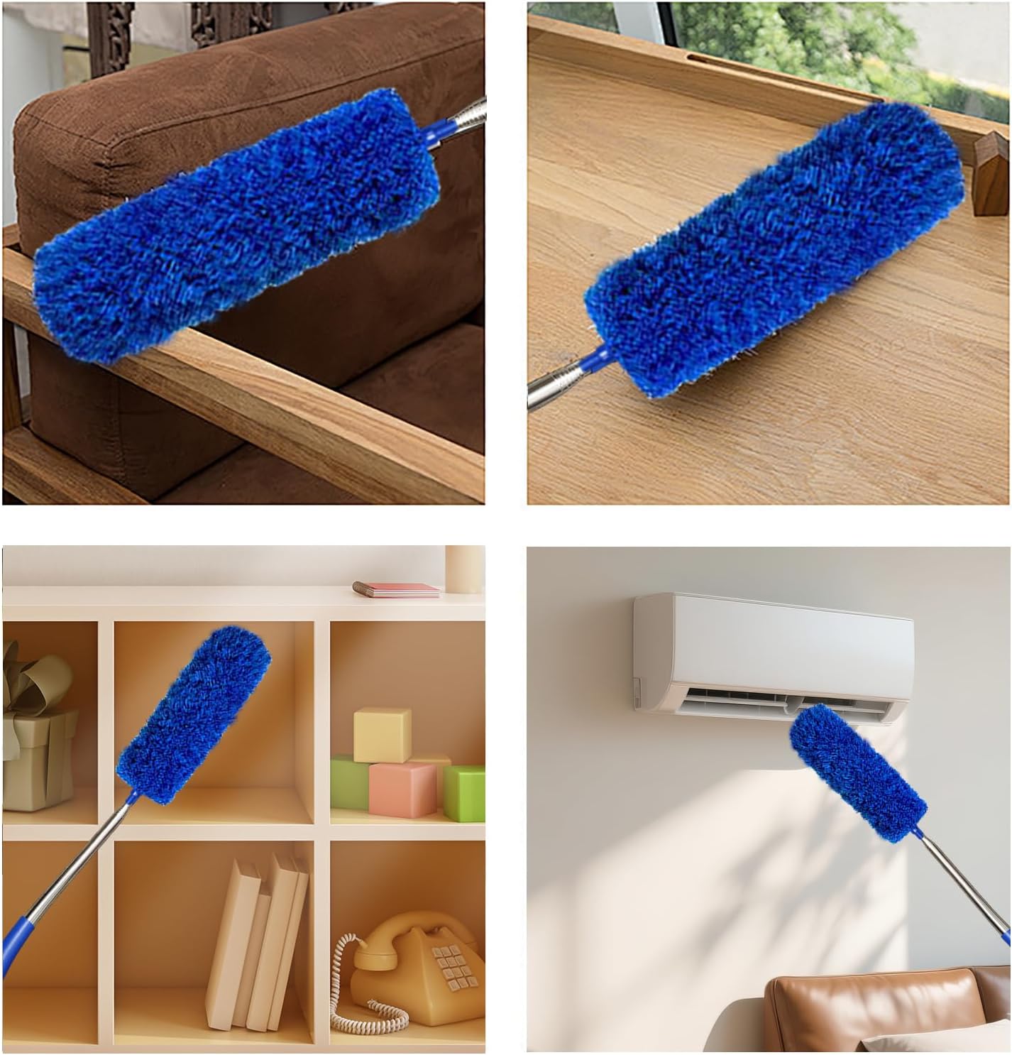 Cobweb Dusters with Extension Pole 100-inch, Spider Web Brush & Ceiling Cleaning Kit, Washable Cleaning Duster Kit with 2 Duster Heads, Cobweb Duster, Corner Brush for Ceiling Fan, Furniture, Home - Image 6