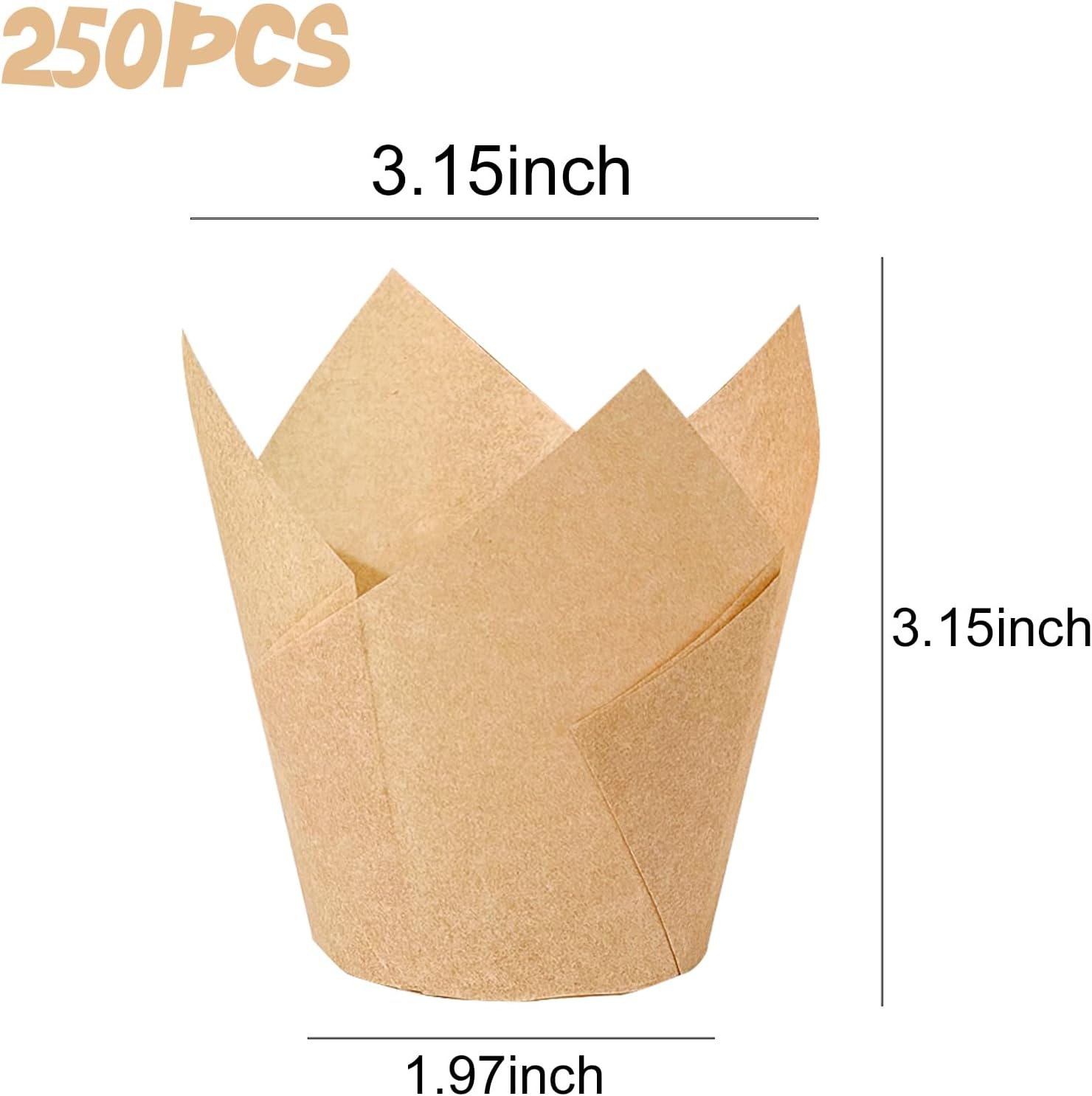 250Pcs Tulip Cupcake Liners,Parchment Paper Cupcake Liners,Muffin Liner for Baking in Standard Size,Cupcake Liner Paper for Party,Weeding,Birthday, Christmas,Valentines (Natural) - Image 2