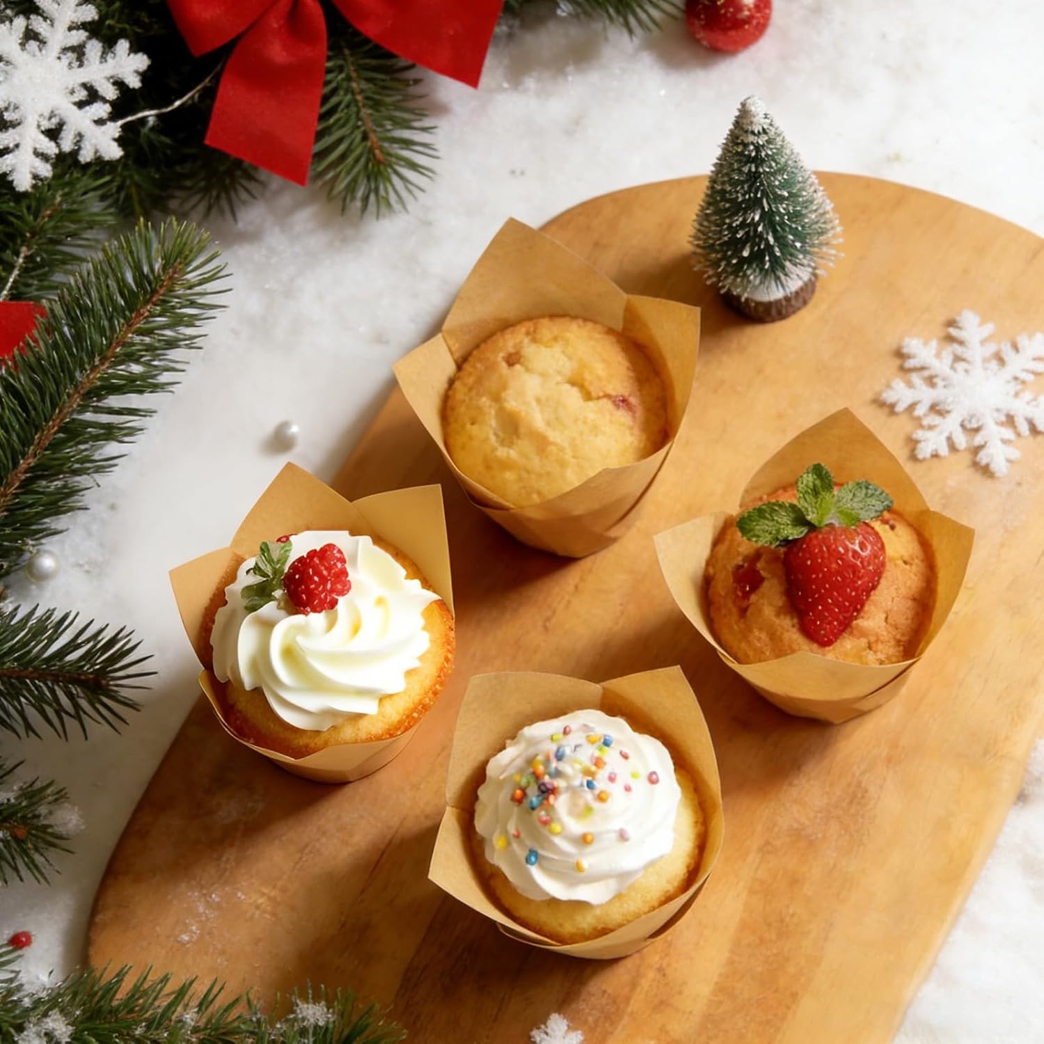 250Pcs Tulip Cupcake Liners,Parchment Paper Cupcake Liners,Muffin Liner for Baking in Standard Size,Cupcake Liner Paper for Party,Weeding,Birthday, Christmas,Valentines (Natural) - Image 5