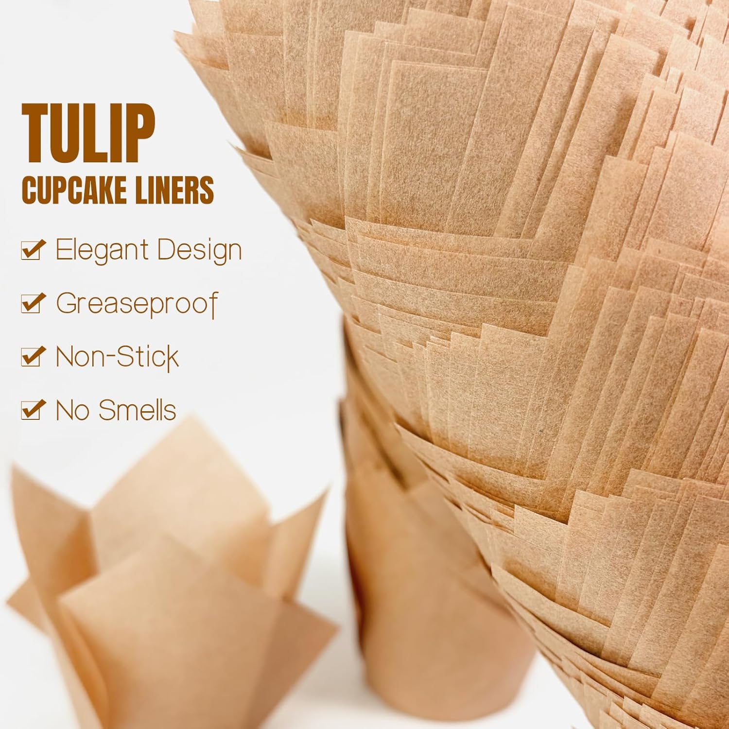 250Pcs Tulip Cupcake Liners,Parchment Paper Cupcake Liners,Muffin Liner for Baking in Standard Size,Cupcake Liner Paper for Party,Weeding,Birthday, Christmas,Valentines (Natural) - Image 7