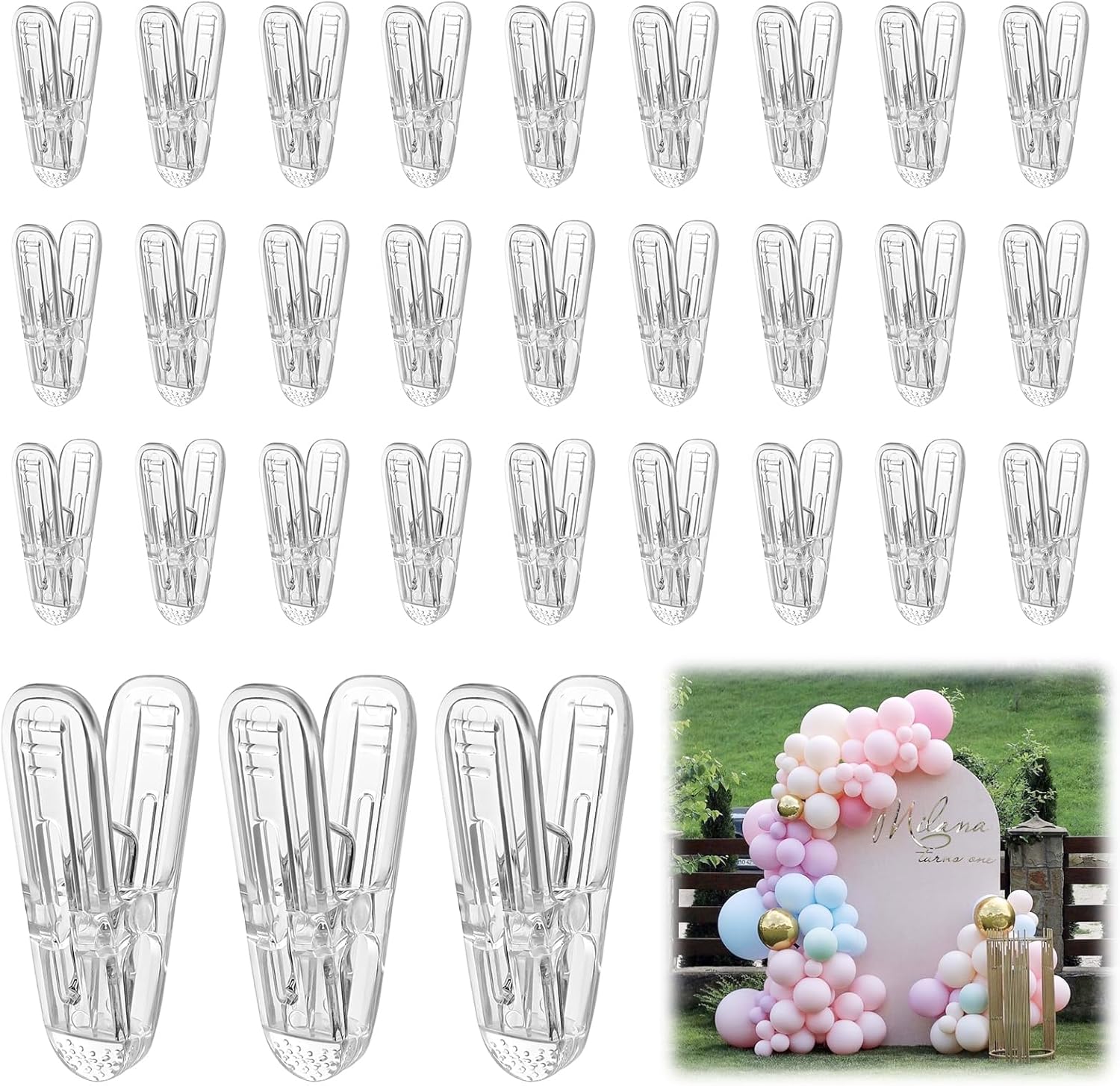 30 Pack Balloon Arch Clips,Clamps for Balloon Arch,Clamps for Backdrop,2.4 Inch Balloons Clip,Spring Clamp for Crafts,Backdrop,Photography,Woodworking,Party,Birthday,Wedding - Image 1