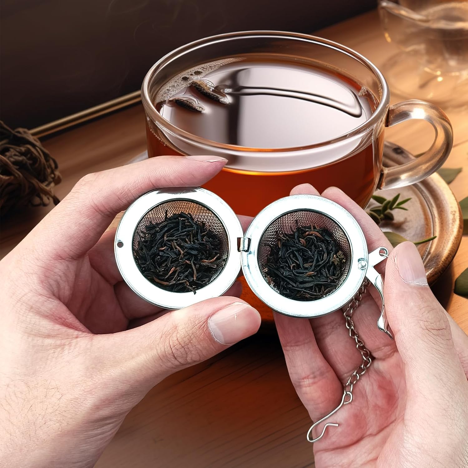 8Pcs Tea Ball,2.1 inch Tea Infuser for Loose Leaf Tea,Teas Strainer with Honey Bee Set Pendant,Loose Leaf Teas Steeper for Flavoring Herbal Spices and Seasonings - Image 5