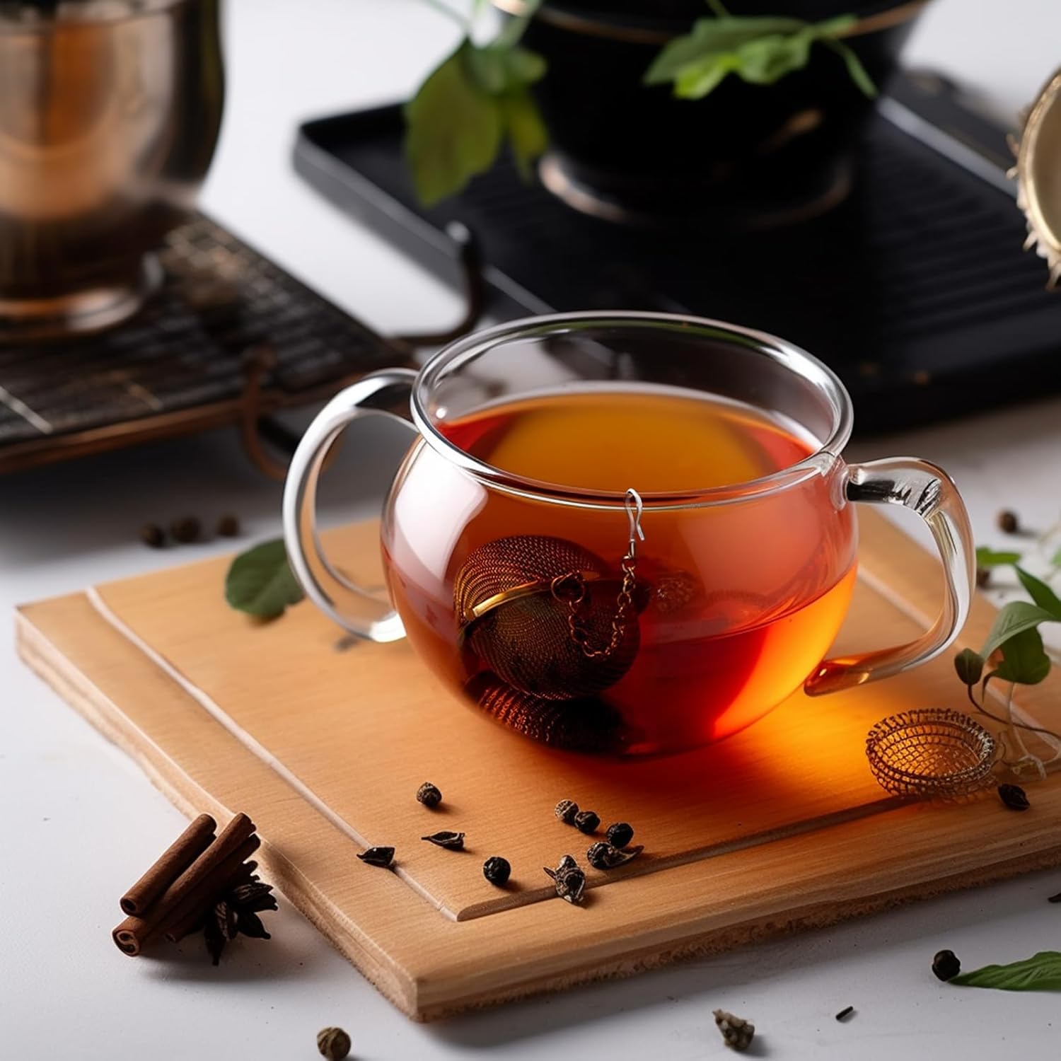 8Pcs Tea Ball,2.1 inch Tea Infuser for Loose Leaf Tea,Teas Strainer with Honey Bee Set Pendant,Loose Leaf Teas Steeper for Flavoring Herbal Spices and Seasonings - Image 6