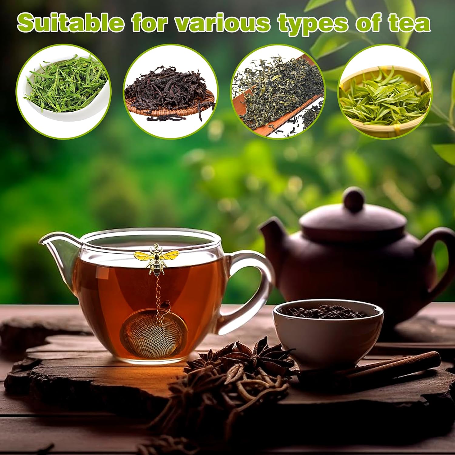 8Pcs Tea Ball,2.1 inch Tea Infuser for Loose Leaf Tea,Teas Strainer with Honey Bee Set Pendant,Loose Leaf Teas Steeper for Flavoring Herbal Spices and Seasonings - Image 7