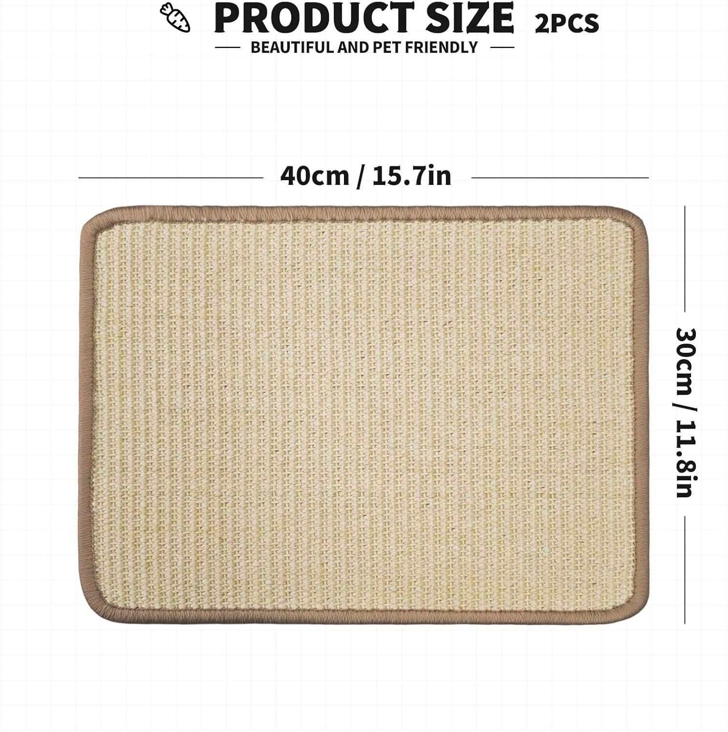 2Pcs Rabbit Scratch Mat,16 x 12 Inch Sisal Rabbit Scratching Pad,Rabbits Scratching Mats for Cages,Claws and Teeth Care Rabbits Chew Toys,Small Pet Bedding for Biting Sleeping Nesting - Image 2