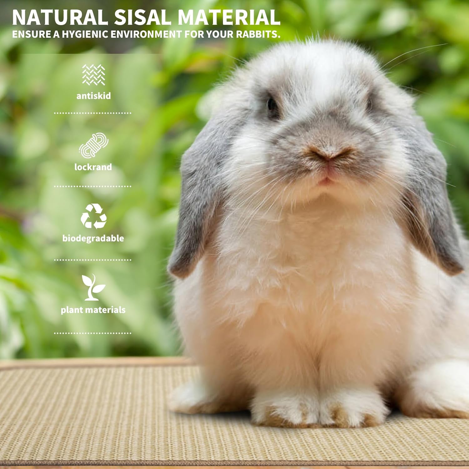 2Pcs Rabbit Scratch Mat,16 x 12 Inch Sisal Rabbit Scratching Pad,Rabbits Scratching Mats for Cages,Claws and Teeth Care Rabbits Chew Toys,Small Pet Bedding for Biting Sleeping Nesting - Image 3