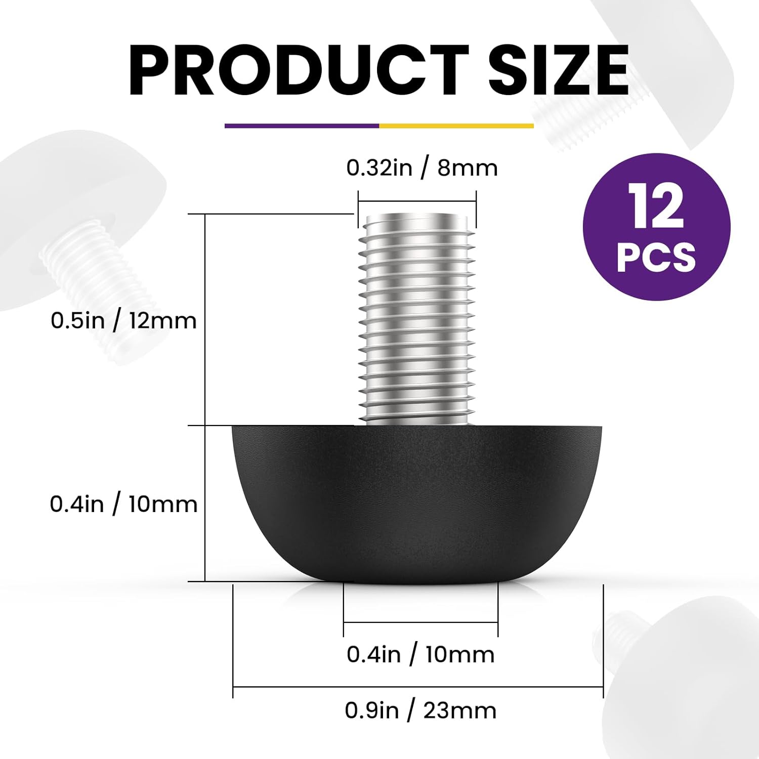 M8 Adjustable Furniture Leg, 304 Stainless Steel Furniture Feet, 8mm x 1.25 Screw-in Leveling Feet, Outdoor Patio Furniture Legs Leveler Replacement for Table, Chair, Desk, Cabinet (12Pcs) - Image 3