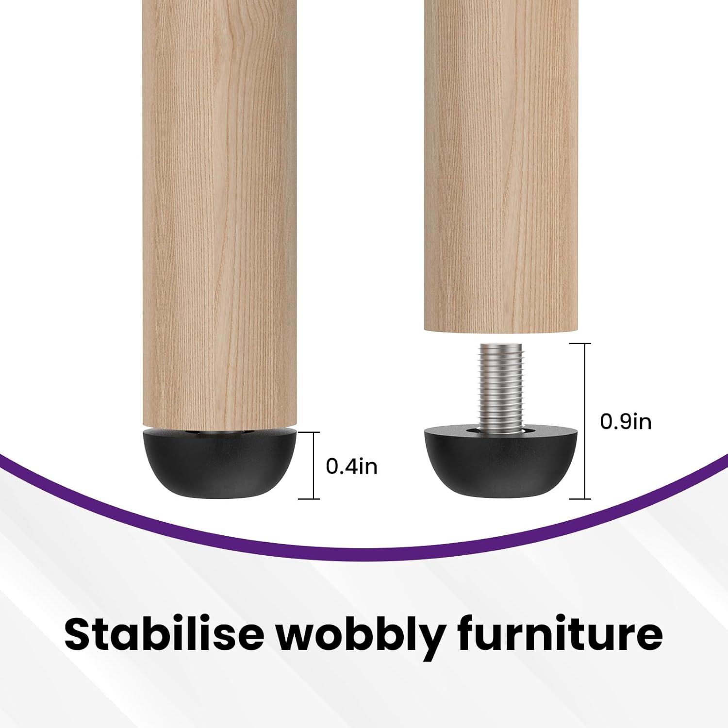 M8 Adjustable Furniture Leg, 304 Stainless Steel Furniture Feet, 8mm x 1.25 Screw-in Leveling Feet, Outdoor Patio Furniture Legs Leveler Replacement for Table, Chair, Desk, Cabinet (12Pcs) - Image 5