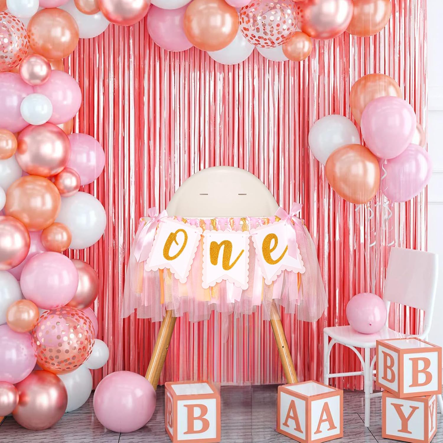 1st Highchair Banner Birthday Girl - NO DIY First Birthday Highchair Banner Pink One Year Old Birthdays Party Decoration 1st Highchair Garland Decoration for Princess Fairy Baby Photo Prop Party Decor - Image 4