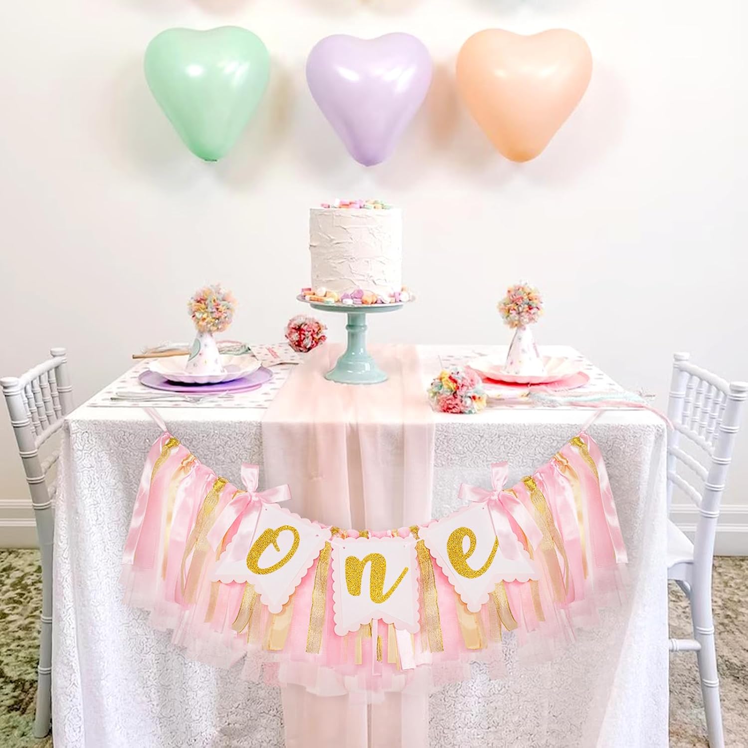 1st Highchair Banner Birthday Girl - NO DIY First Birthday Highchair Banner Pink One Year Old Birthdays Party Decoration 1st Highchair Garland Decoration for Princess Fairy Baby Photo Prop Party Decor - Image 7