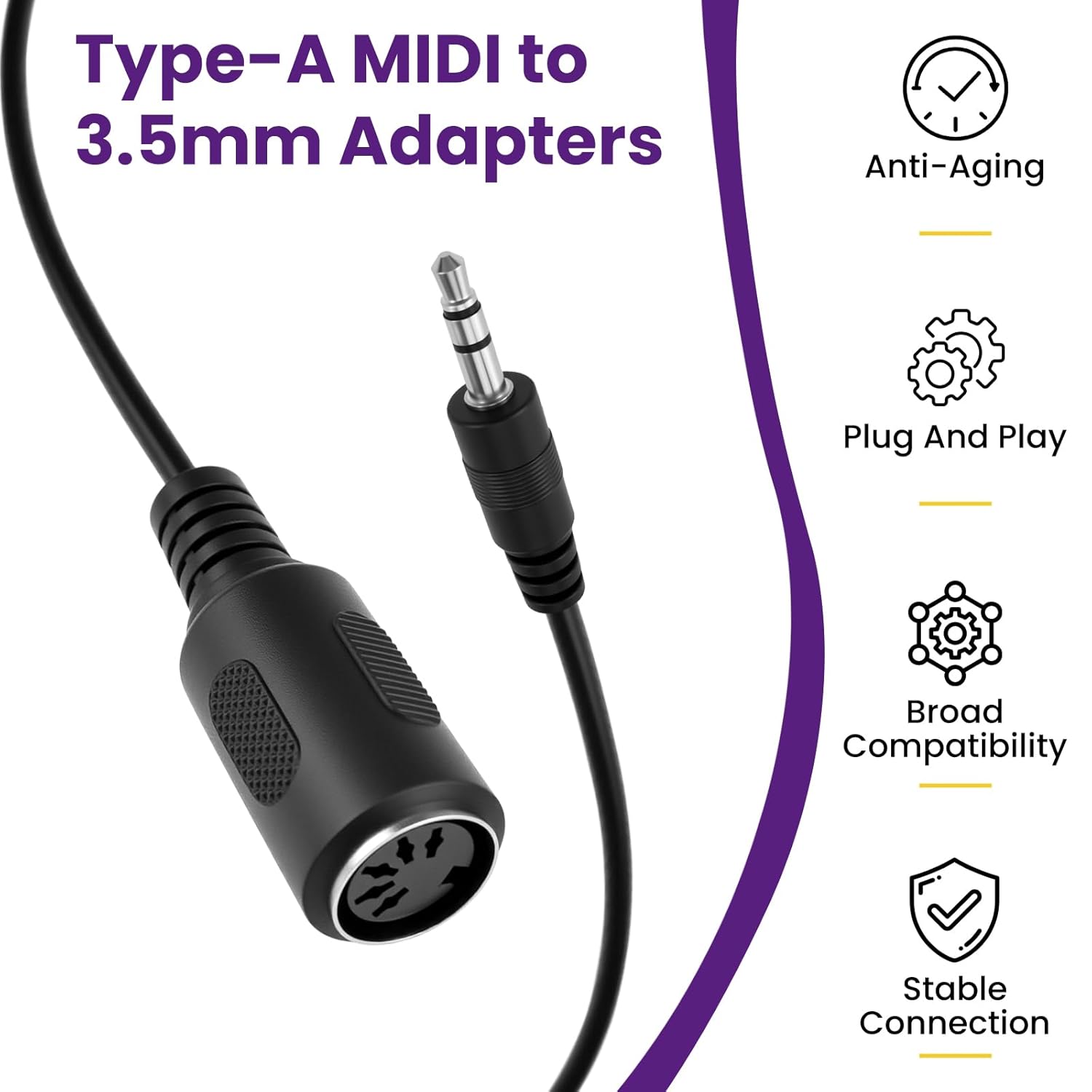 4Pcs Type-A MIDI to 3.5mm Adapter | Include 14