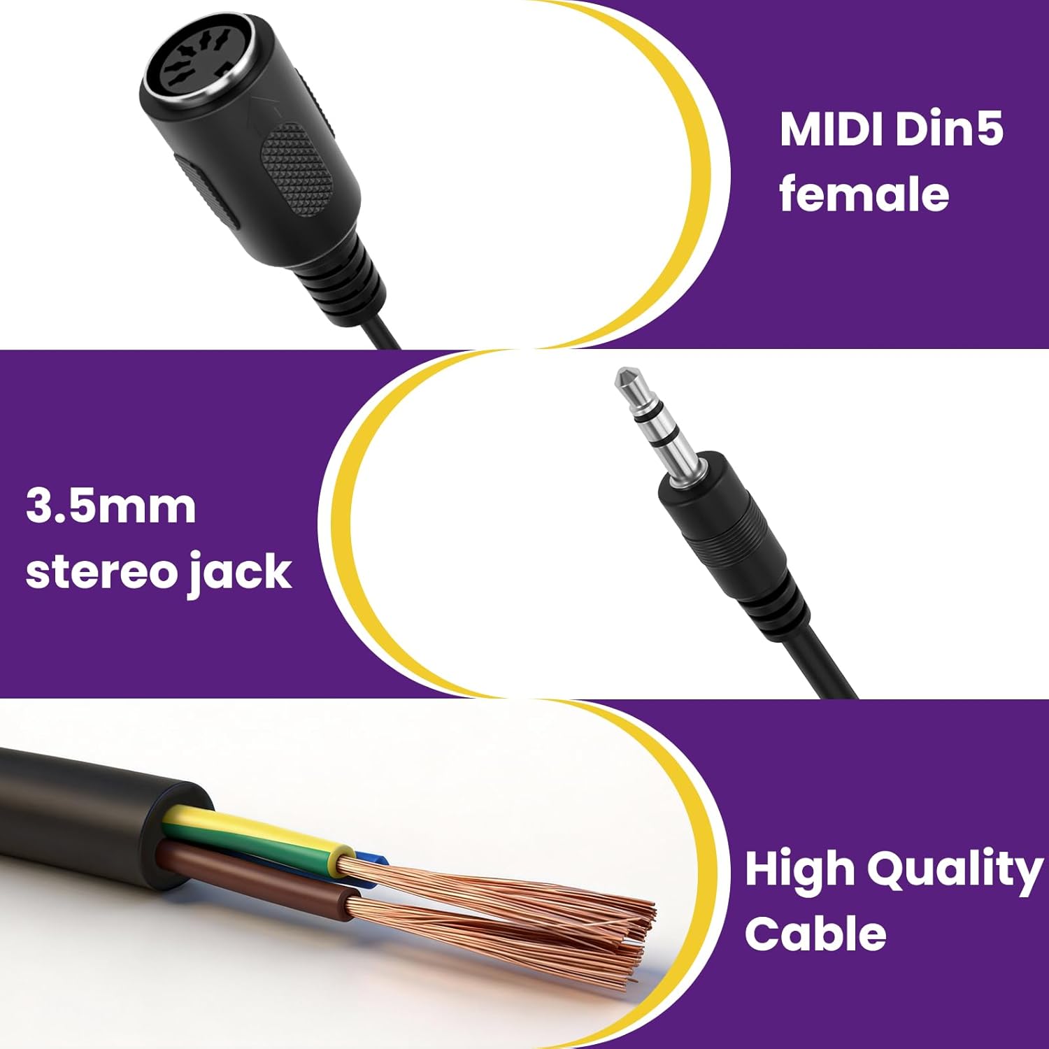 4Pcs Type-A MIDI to 3.5mm Adapter | Include 14