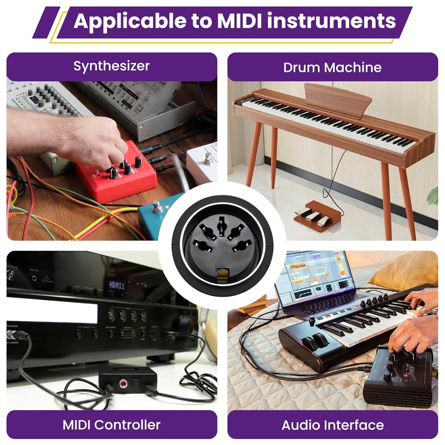 4Pcs Type-A MIDI to 3.5mm Adapter | Include 14