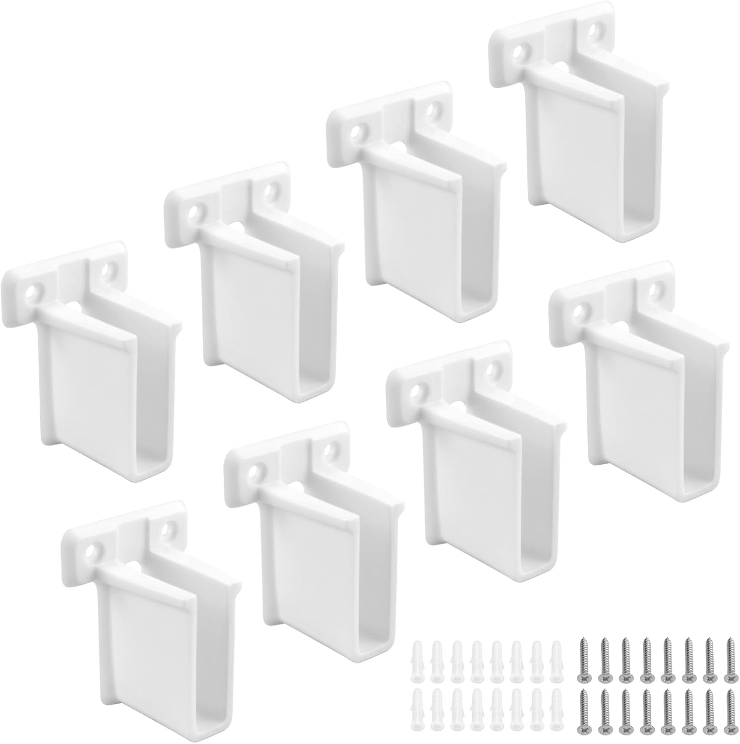 8 Pcs Wire Shelf End Bracket, White Wall Mount Closet Shelves Brackets, Wire Shelf Corner Support Bracket with Screws & Expansion Anchors for Shelves Closet - Image 1