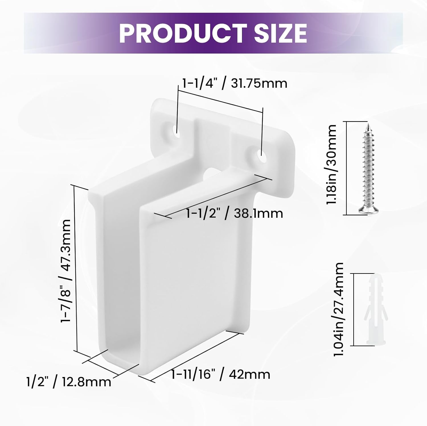 8 Pcs Wire Shelf End Bracket, White Wall Mount Closet Shelves Brackets, Wire Shelf Corner Support Bracket with Screws & Expansion Anchors for Shelves Closet - Image 2