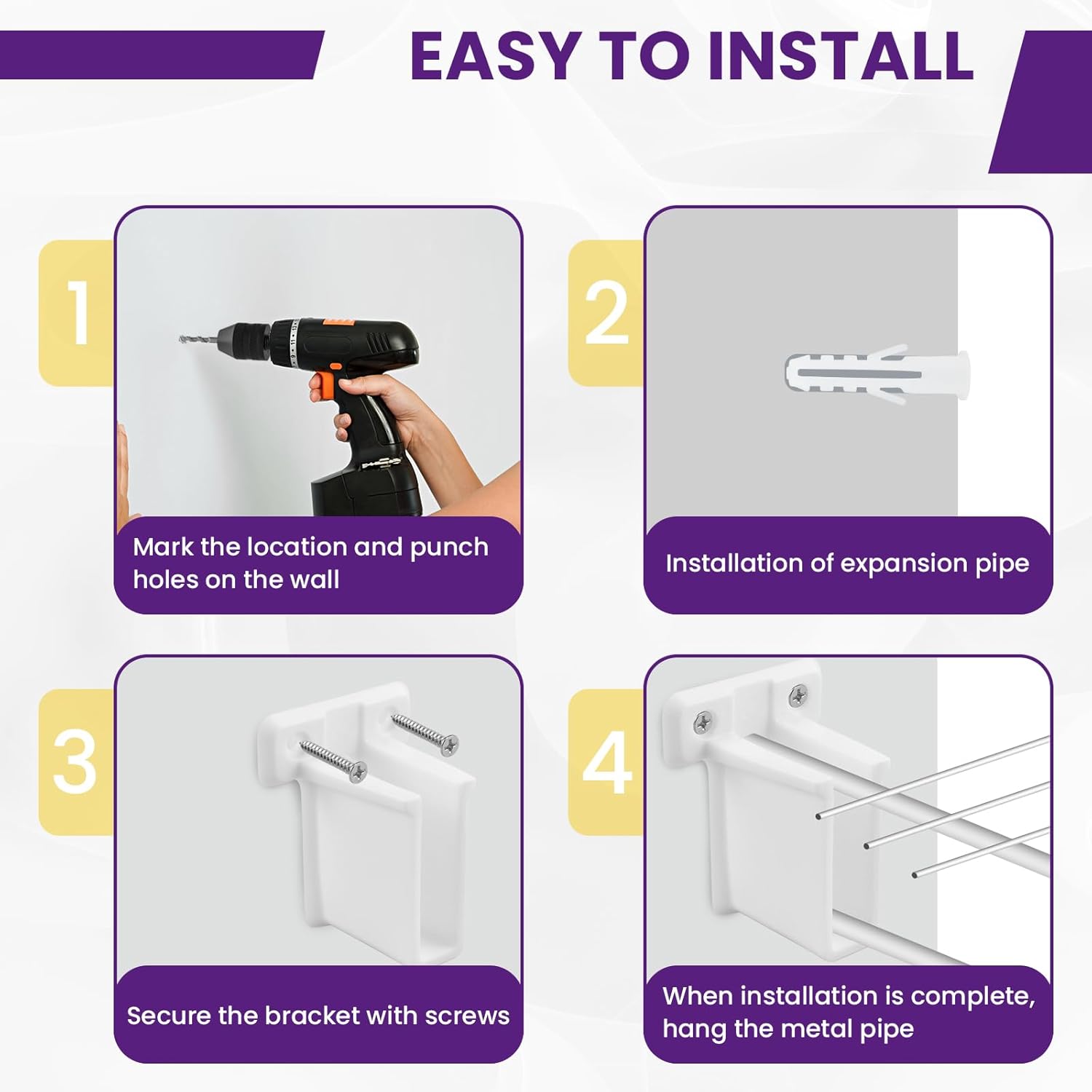8 Pcs Wire Shelf End Bracket, White Wall Mount Closet Shelves Brackets, Wire Shelf Corner Support Bracket with Screws & Expansion Anchors for Shelves Closet - Image 5