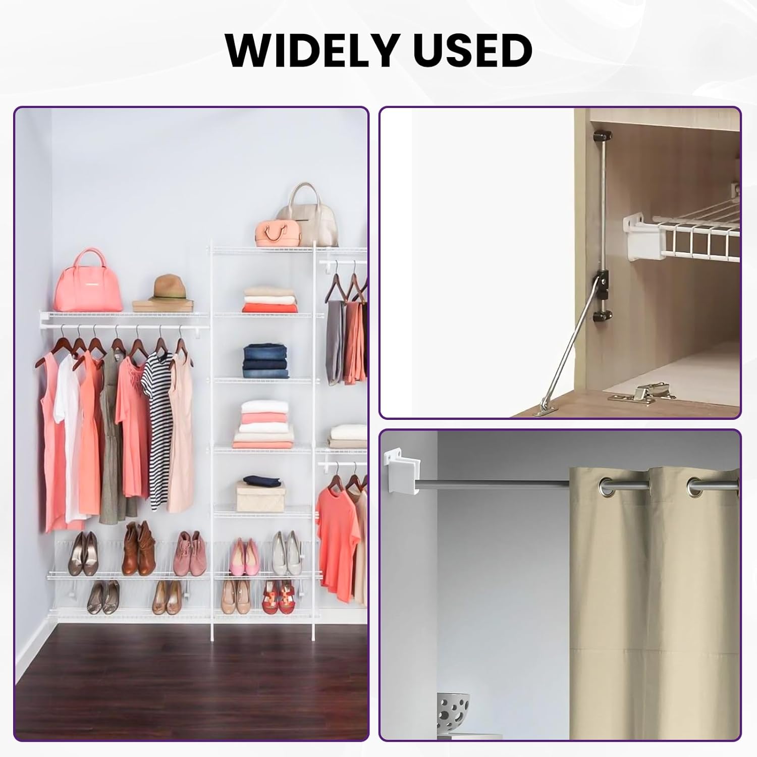 8 Pcs Wire Shelf End Bracket, White Wall Mount Closet Shelves Brackets, Wire Shelf Corner Support Bracket with Screws & Expansion Anchors for Shelves Closet - Image 7