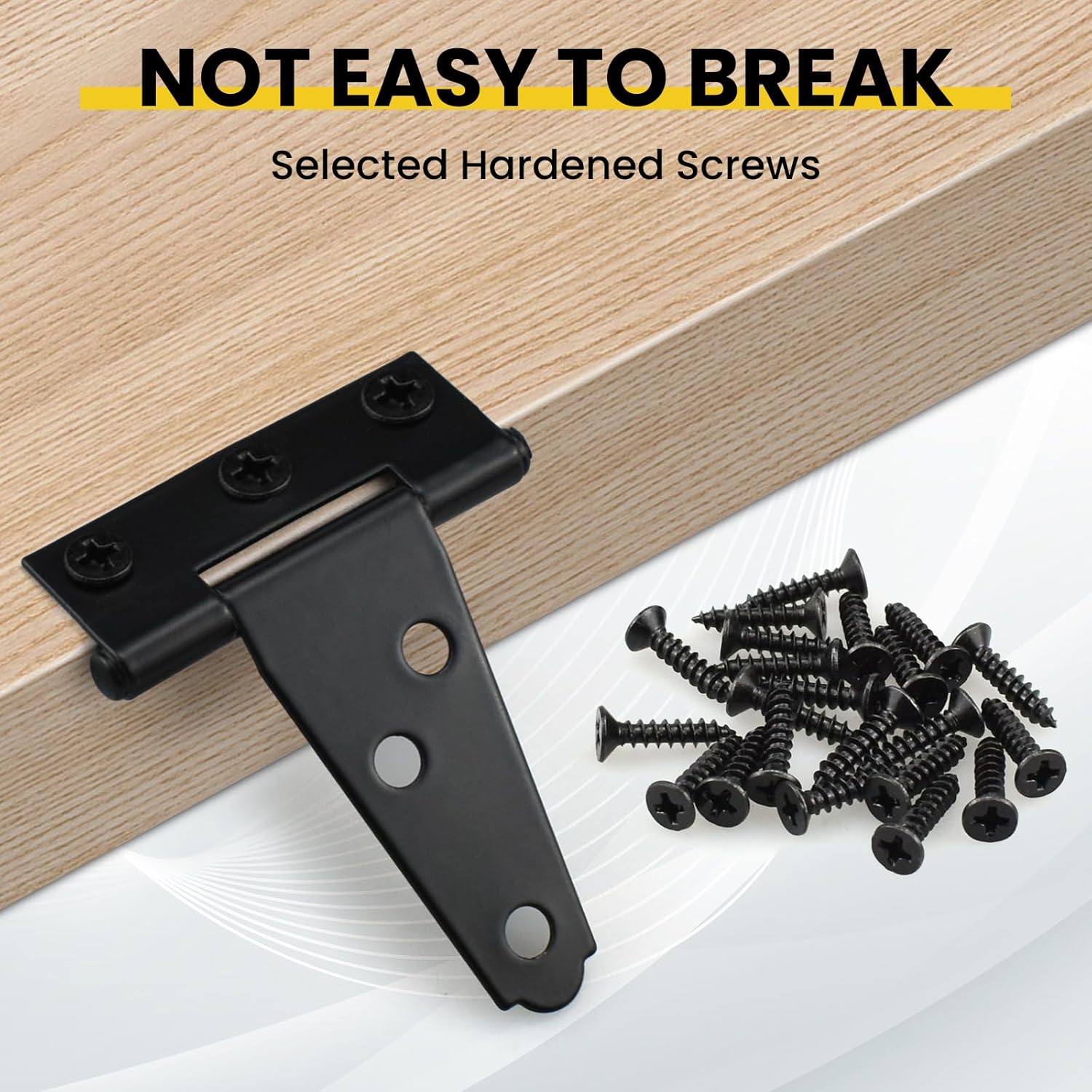 8 Pcs T Strap Gate Hinges, Heavy Duty 2 inch Barn Door Hinges, Black Tee Shed Hinge with Mounting Screws for Barn Door, Shed or Wooden Fences - Image 6