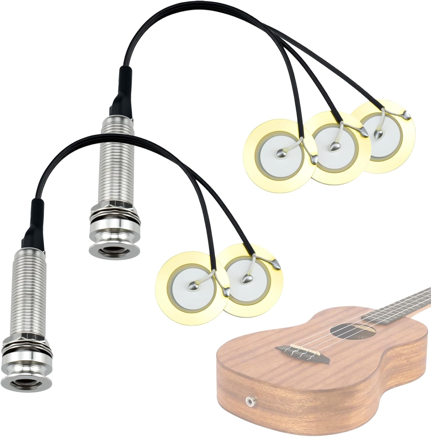 2 Pcs Piezo Pickups Transducer | 3-in-1 & 2-in-1 Pickup Combo | Self-Adhesive Piezo System | Acoustic Guitar, Violin, Ukulele & Cello - Image 1