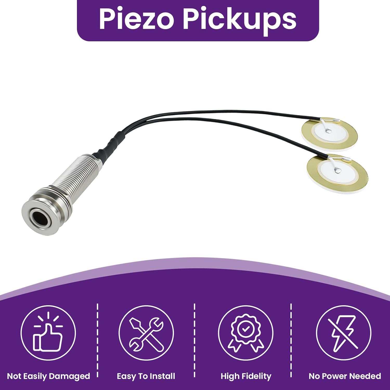 2 Pcs Piezo Pickups Transducer | 3-in-1 & 2-in-1 Pickup Combo | Self-Adhesive Piezo System | Acoustic Guitar, Violin, Ukulele & Cello - Image 3