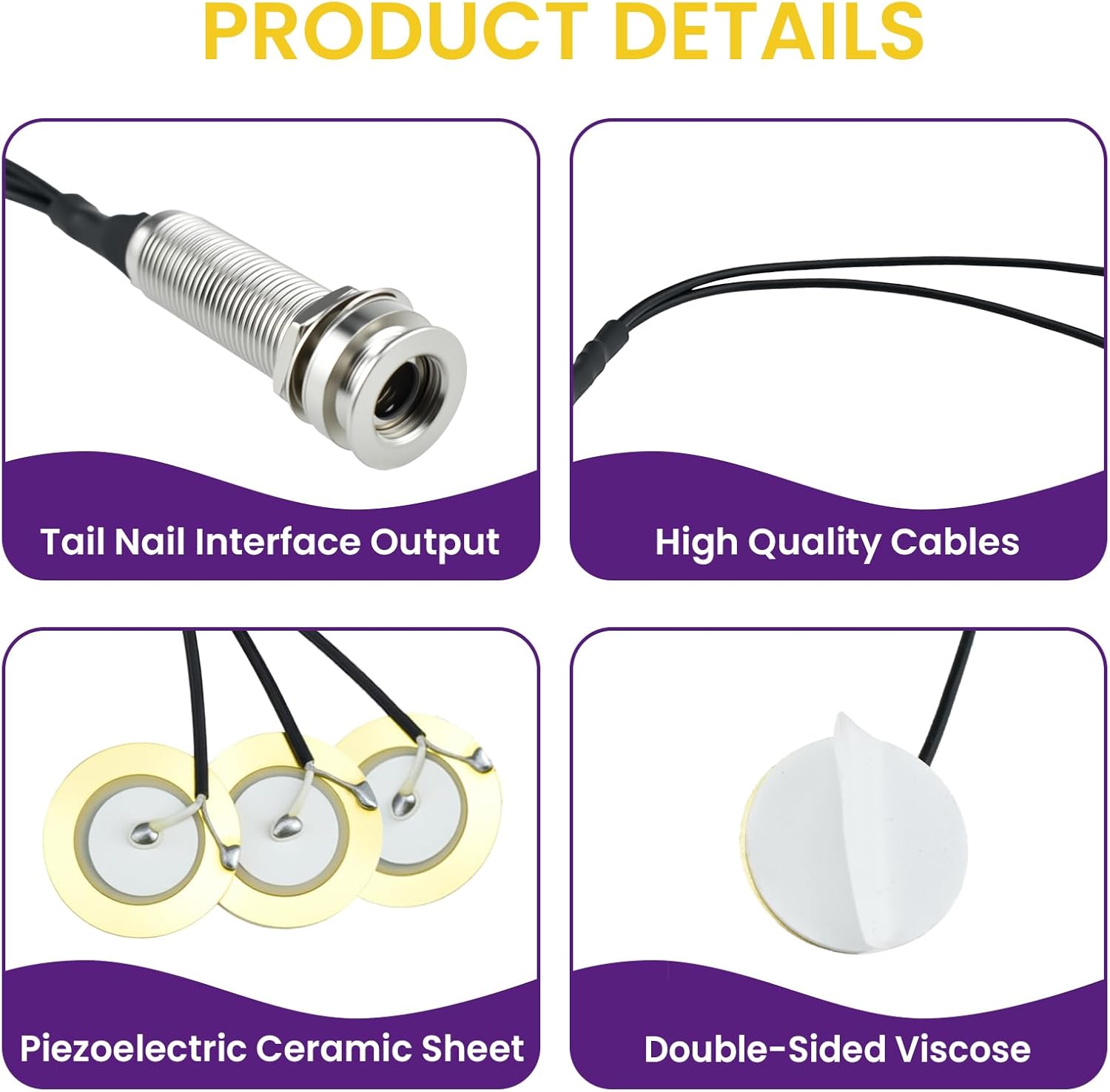 2 Pcs Piezo Pickups Transducer | 3-in-1 & 2-in-1 Pickup Combo | Self-Adhesive Piezo System | Acoustic Guitar, Violin, Ukulele & Cello - Image 4
