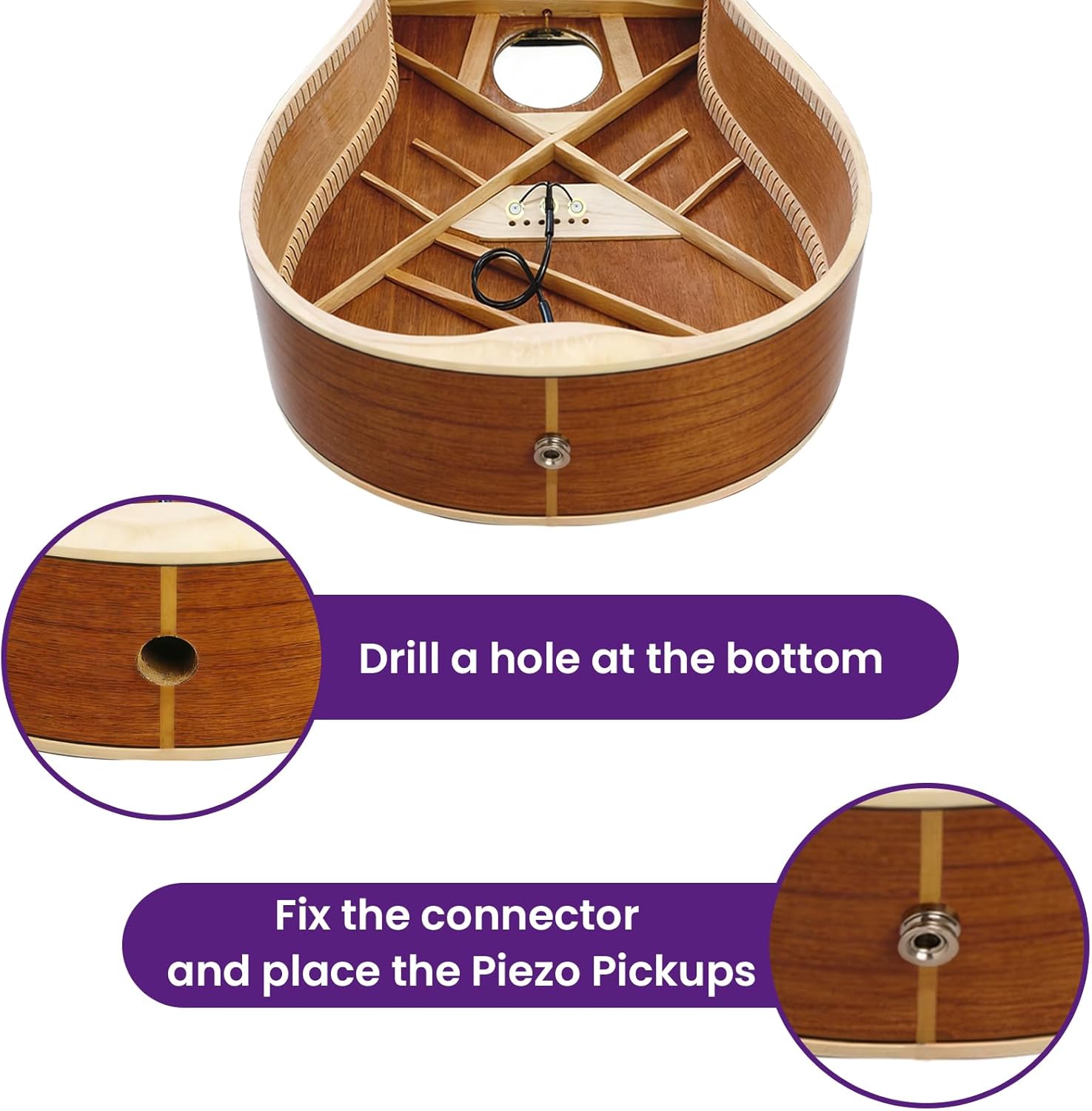 2 Pcs Piezo Pickups Transducer | 3-in-1 & 2-in-1 Pickup Combo | Self-Adhesive Piezo System | Acoustic Guitar, Violin, Ukulele & Cello - Image 5
