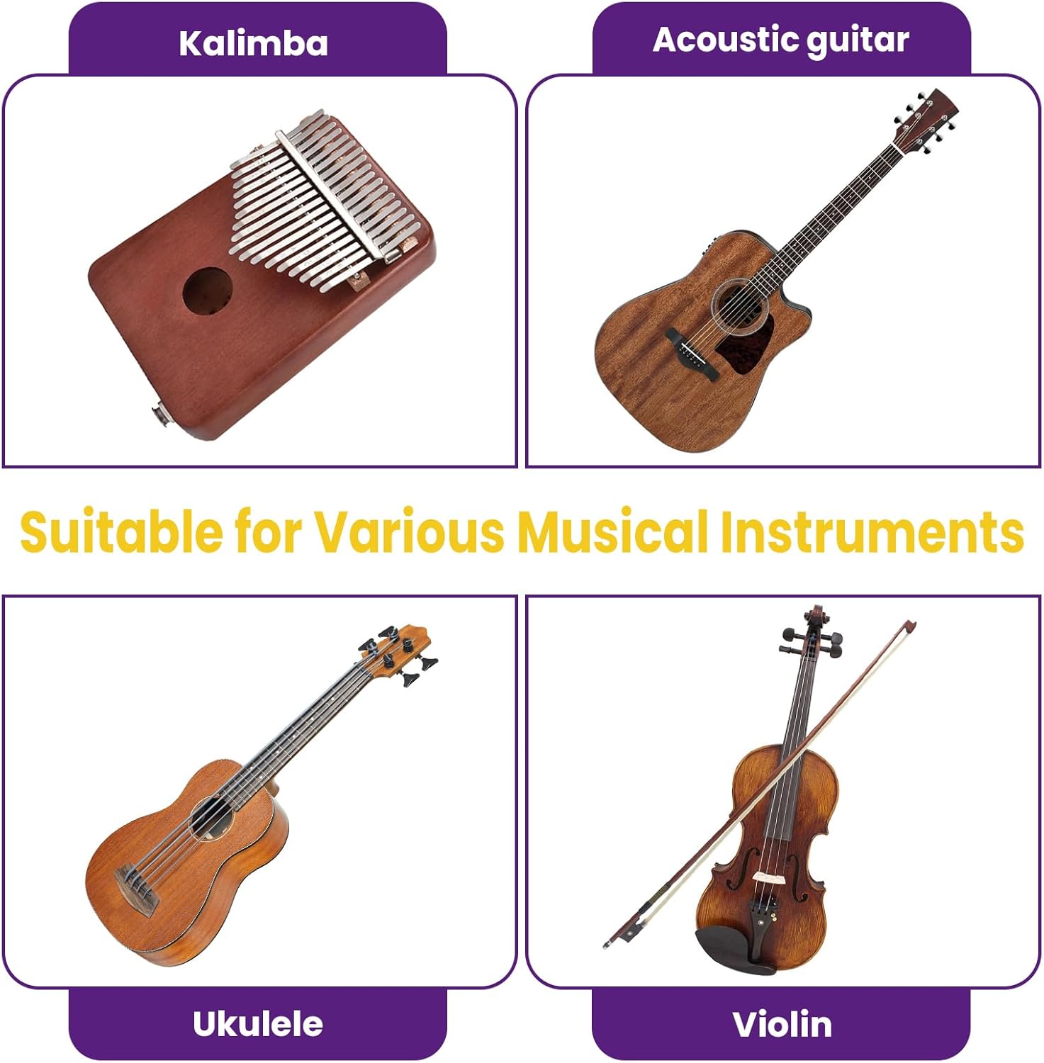 2 Pcs Piezo Pickups Transducer | 3-in-1 & 2-in-1 Pickup Combo | Self-Adhesive Piezo System | Acoustic Guitar, Violin, Ukulele & Cello - Image 7