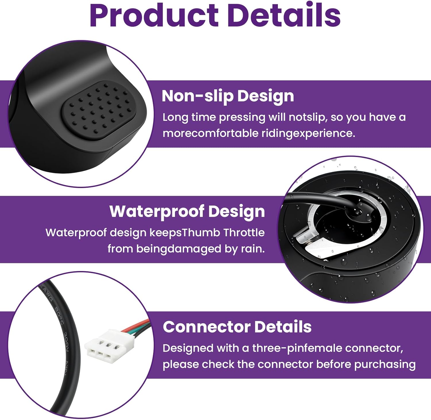 Thumb Throttle with Protector for Go-trax GXL V2, Electric Scooter Accelerator Speed Control, Compatible with Go-trax - Image 4