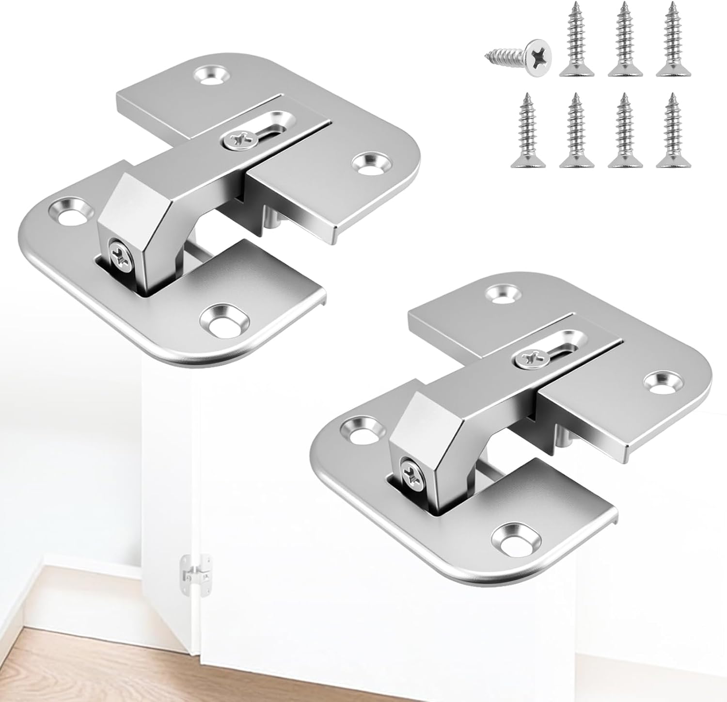 2Pcs 343.90.710 Pie Cut Corner Hinges | Zinc Alloy Adjustable Concealed Replacement Hinges with Screws | Fits SSP 17/19/21, Cabinets & Bifold Doors - Image 1