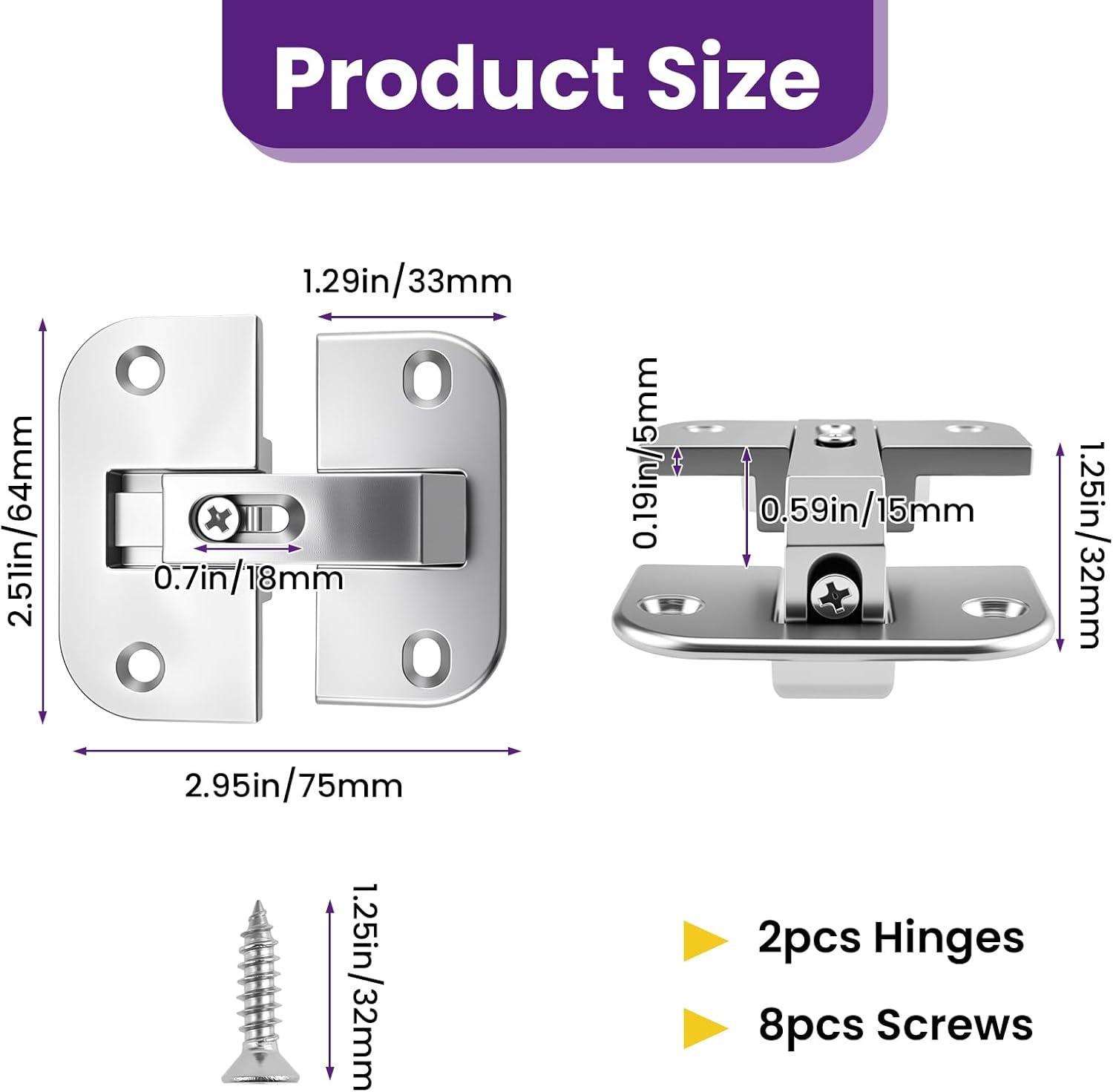 2Pcs 343.90.710 Pie Cut Corner Hinges | Zinc Alloy Adjustable Concealed Replacement Hinges with Screws | Fits SSP 17/19/21, Cabinets & Bifold Doors - Image 2