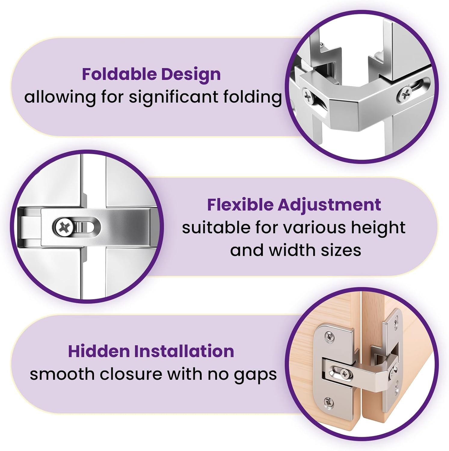 2Pcs 343.90.710 Pie Cut Corner Hinges | Zinc Alloy Adjustable Concealed Replacement Hinges with Screws | Fits SSP 17/19/21, Cabinets & Bifold Doors - Image 4