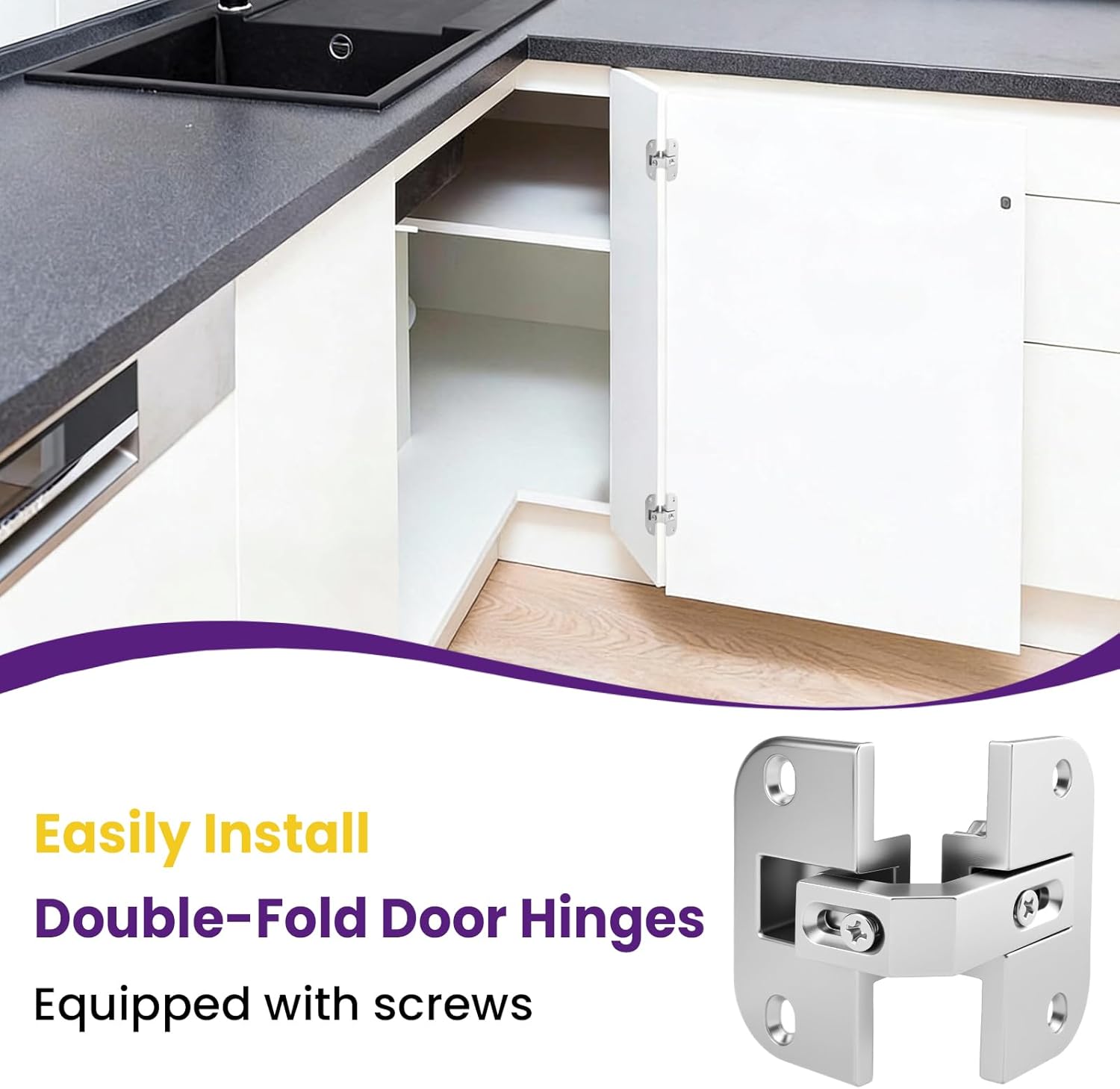 2Pcs 343.90.710 Pie Cut Corner Hinges | Zinc Alloy Adjustable Concealed Replacement Hinges with Screws | Fits SSP 17/19/21, Cabinets & Bifold Doors - Image 6