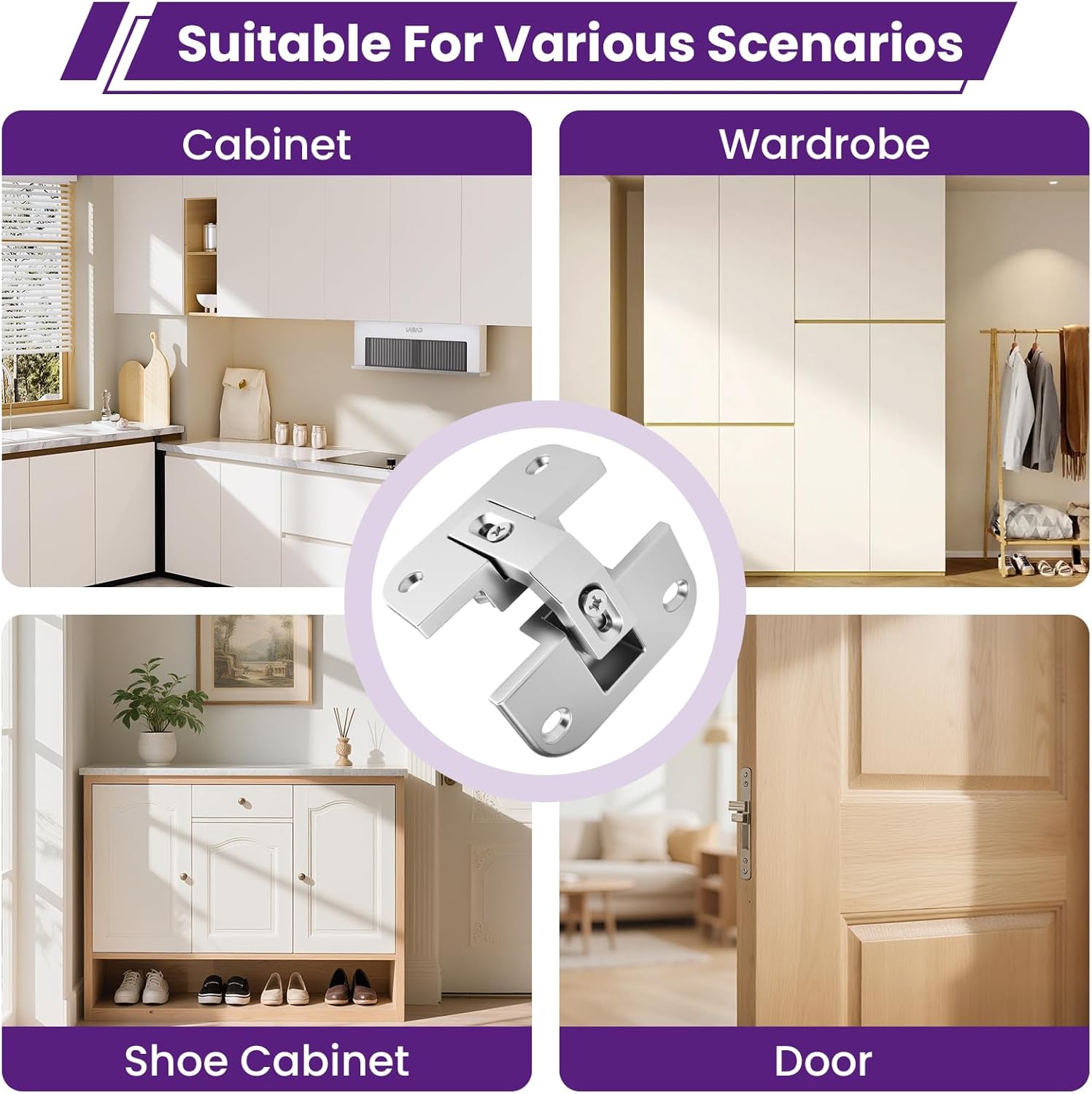 2Pcs 343.90.710 Pie Cut Corner Hinges | Zinc Alloy Adjustable Concealed Replacement Hinges with Screws | Fits SSP 17/19/21, Cabinets & Bifold Doors - Image 7