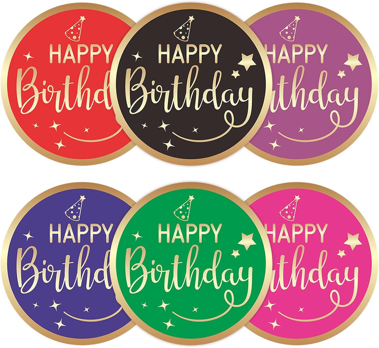 Happy Birthday Stickers for Kid - 120Pcs 2In Happy Birthday Stickers for Adult Personalized Gold Foil Stamping Birthday Sticker Self Adhesive Birthday Seal Label Sticker for Card Envelope Gift - Image 1
