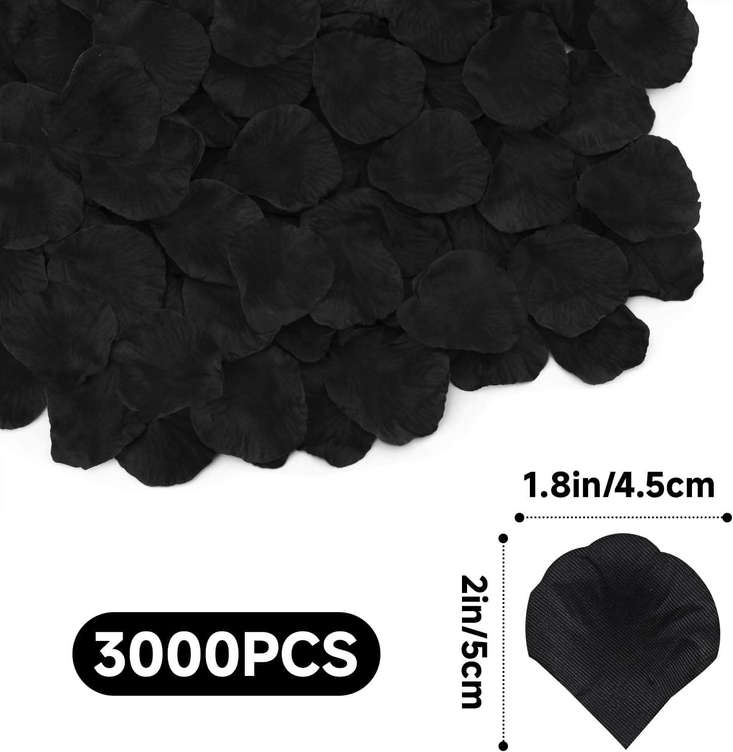 1500Pcs Black Rose Petals - Artificial Faux Flowers Fake Rose Petals for Wedding Proposal Engagement Romantic Night Anniversary Valentine's Galentine's Day Decoration Home Room Party Decor - Image 2